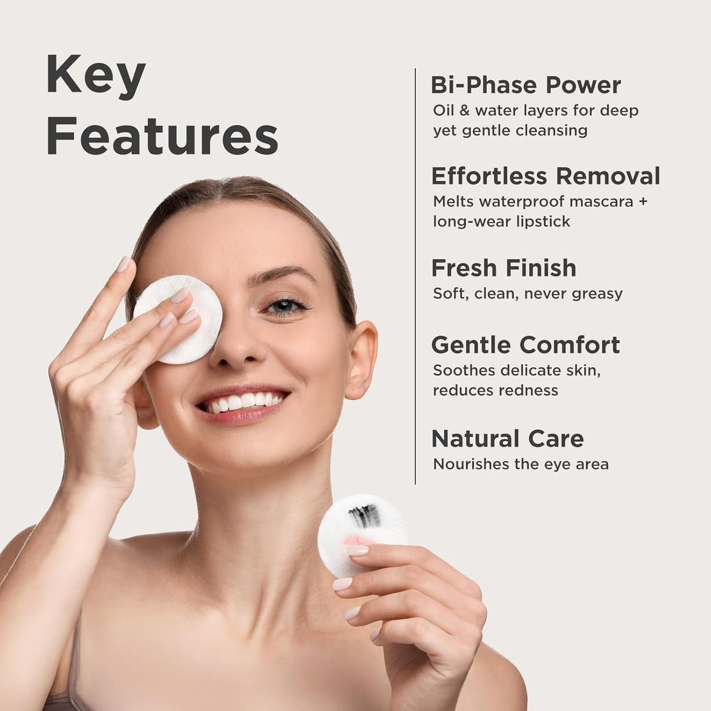 BIOCHEM Bi-Phase Eye & Lip Heavy Makeup Remover, Waterproof Mascara Remover, Gentle Cleanser liquid for Makeup with Natural Ingredients for Sensitive, Normal Skin Types (4.06 fl. oz / 120 ml)