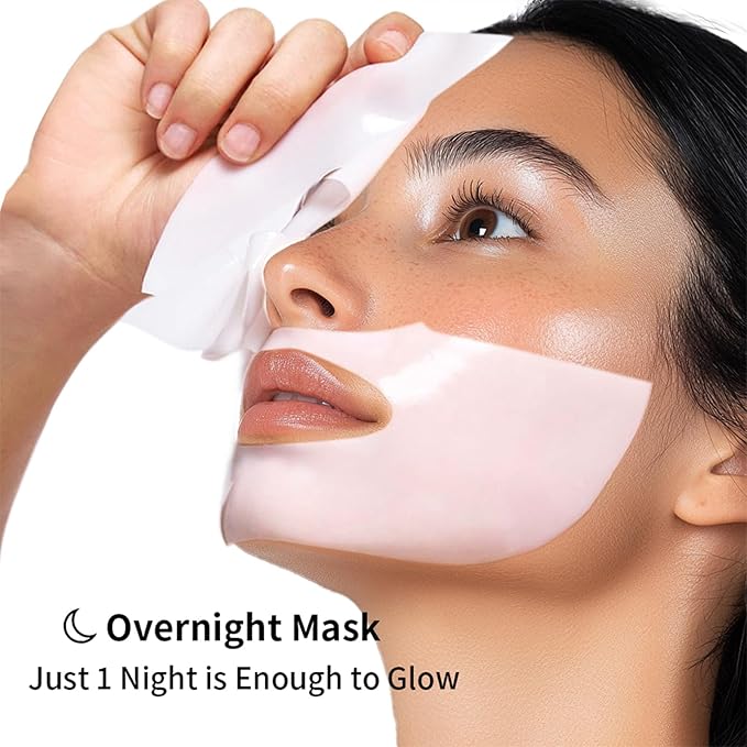 NICEFACE Bio-Collagen Deep Hydrating Face Mask with Hyaluronic Acid - Overnight Hydrogel Mask for Firming, Elasticity & Pore Minimizing - Korean Skincare Facial Treatment, 34g x4ea