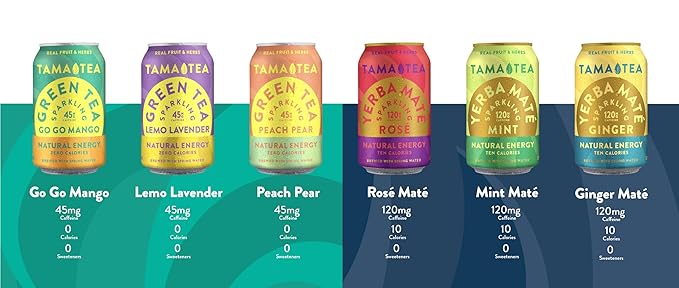 Sparkling Lemo Lavender Green Tea by Tama Tea - Made with Real Fruit & Herbs - Zero Sugar, Zero Calories, Non-GMO - Naturally Energizing Green Tea High in Antioxidants & Nootropics - 12 oz Pack of 12