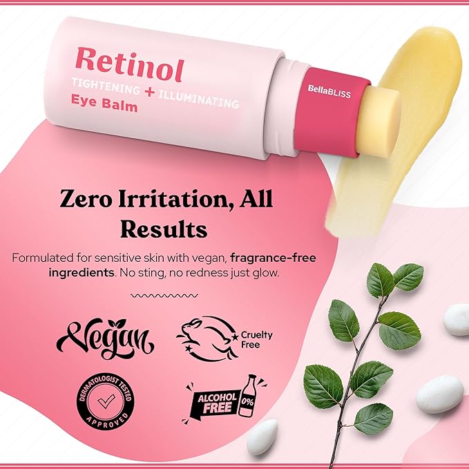 BellaBLISS Retinol Eye Balm ā Hydrating Under Eye Cream for Wrinkles, Dark Circles & Puffiness ā Lightweight Anti-Aging Formula ā Made in Korea ā 0.35 oz / 10 g ā Pack of 1