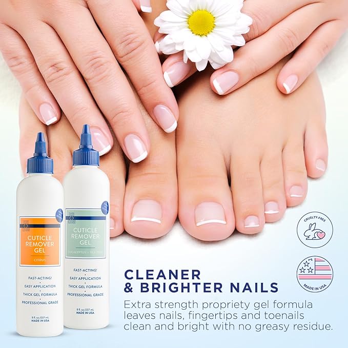 Blue Cross Professional Nail + Cuticle Care, Yellow-Neutralizing Basecoat, Purple Toner for Yellow Nails & Cuticle Remover Softener Gel, Eucalyptus/Tea Tree Scented, 2 Pack Bundle