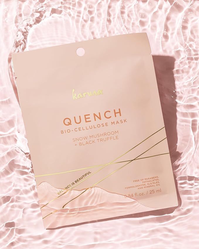 Karuna Skin - QUENCH Biocellulose Facial Mask for Dry, Dull Skin, Cooling & Rejuvenating Facial Skin Care Products, Hydrating Face Masks with Black Truffle, Sheet Mask for Fine Lines & Wrinkles, 0.74
