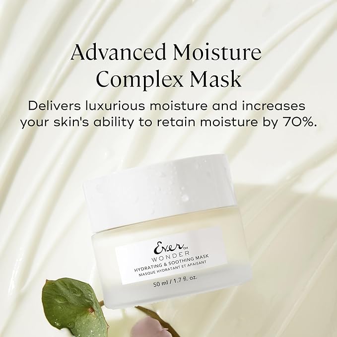 EVER Wonder Hydrating and Soothing Mask - Collagen Face Mask, Anti-Aging Face Mask for Sensitive Skin, Rose Water, Hyaluronic acid & Squalane Rich Hydrating Face Masks, 1.7 fl oz