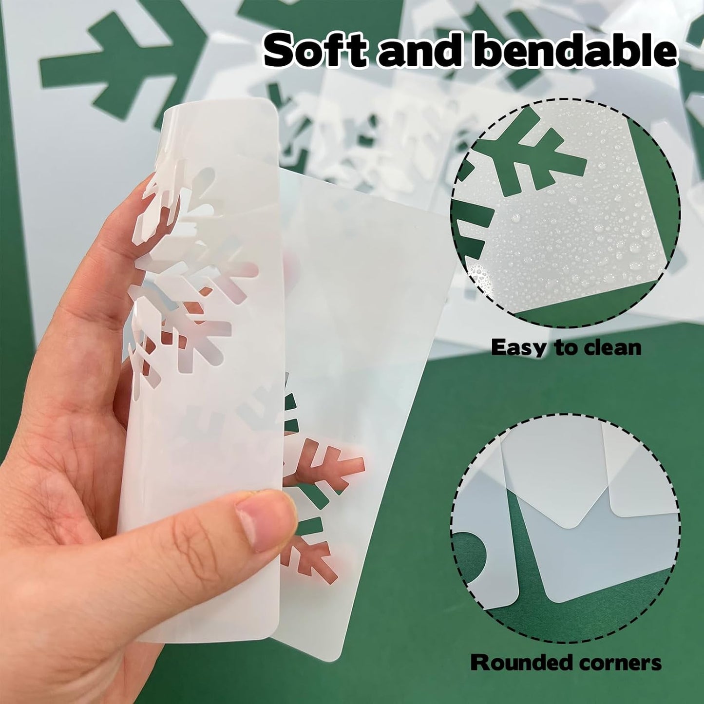 9 Pcs Large Snowflake Stencils for Window, Snow Flake Templates for Glass Large Snowflake Window Decorations Xmas Stencils Winter Decor for Painting on Wood Wall Card (Style 1)