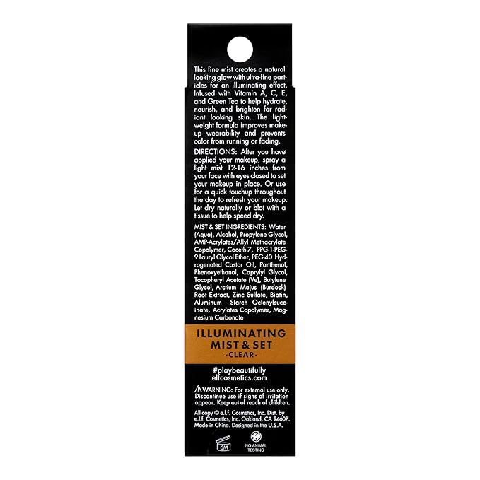 e.l.f. Illuminating Mist & Set, Refreshing Setting Spray For A Lasting Radiant Finish, Infushed With Green Tea & Vitamin A, Vegan & Cruelty-free