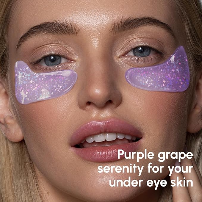 MAREE Violet Eye Gels - Marine Collagen Under Eye Patches for Puffy Eyes - Undereye Mask Patches for Women - Moisturizing Gel Eye Masks with Grape Water - Parches Para Ojeras Gel Pads
