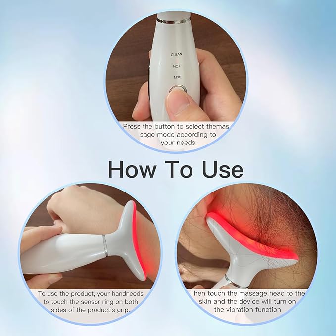 Neck Face Beauty Device, Skin Care Face Massage,3 in 1 Facial Massager Sculpting Tool with Thermals, Vibration (White)