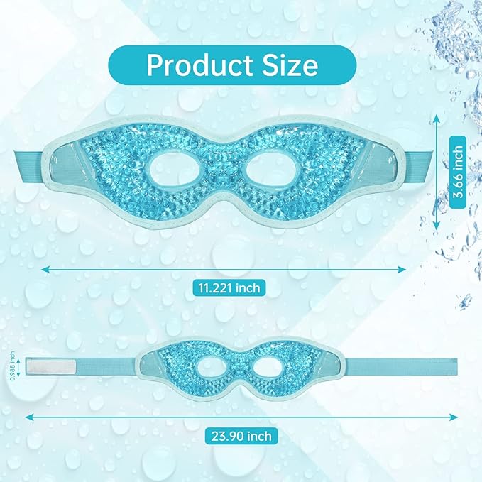 2PCS Gel Eye Mask, Hot Cold Compress Pack Eye Therapy Gel Bead Eye Masks, Reusable Cooling Ice Eye Mask with Holes, for Puffiness Dark Circles, Eye Bags, Dry Eyes, Headaches, Migraines, Stress Relief