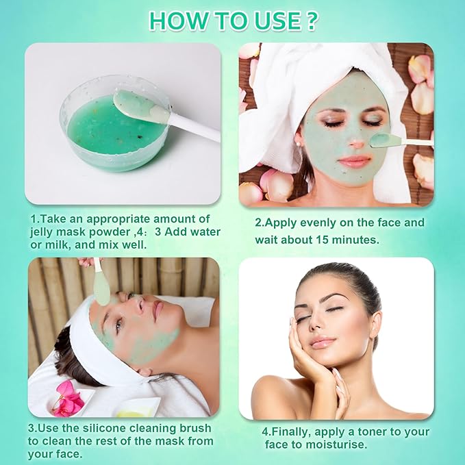 Jelly Mask Powder for Facials,Lavender Jelly Masks For Facials Professional, Aloe Vera Gold Jelly Face Mask,Face Masks with Double-ended Silicone Brush, 23 Fl Oz