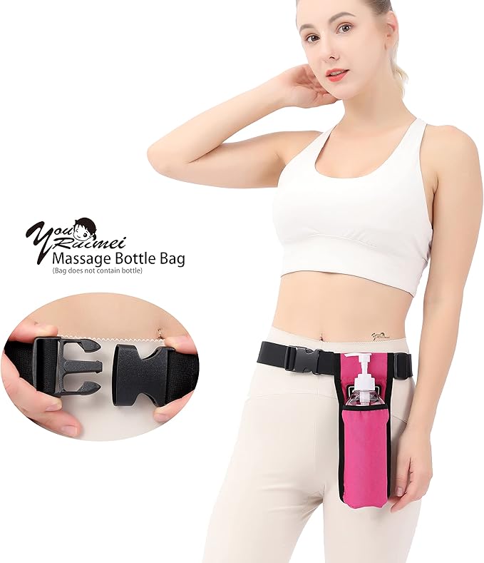Massage Bottle Bag Massage Therapist Holster Massage Lotion Holster Massage Oil Holster(YR-1KD-Rose Red)