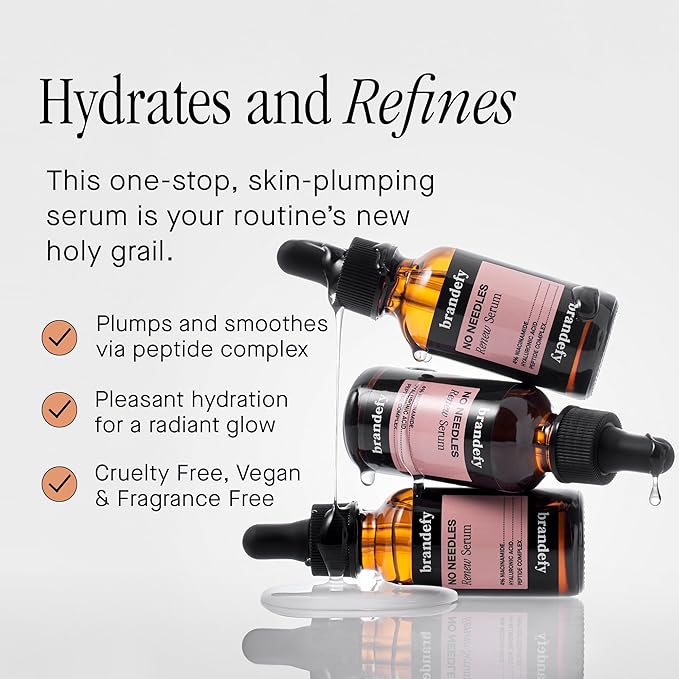 Brandefy Vitamin C Face Serum & No Needles Niacinamide Serum Duo - 15% L. Ascorbic Acid, 0.5% Ferulic Acid + Vitamin E & Hyaluronic Acid - Skin Brightening Serum, Anti-Aging Dark Spot Corrector