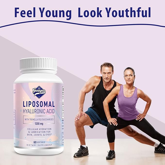 Liposomal Hyaluronic Acid Supplements 1000mg-High Bioavailable Dietary Hyaluronic Acid Capsules-with 200 mg Tremella Polysaccharides for Double Strength Skin Hydration,Joint Lubrication,2 Pack