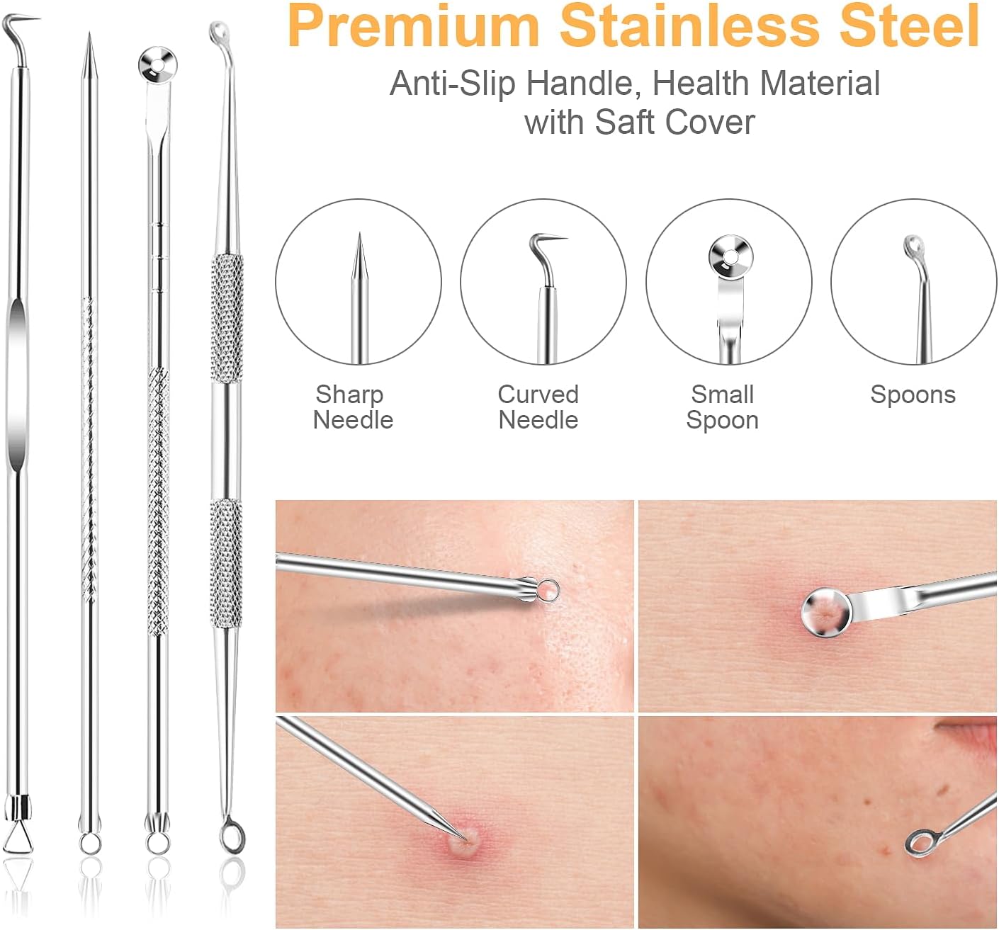 9 PCS Blackhead Remover Tools, Pimple Popper Tool Kit & Comedone Extractor - Professional Acne, Zit, Blemish & Whitehead Removal for Face & Nose, with Stainless Steel Tweezers & Travel Case, UUBAAR