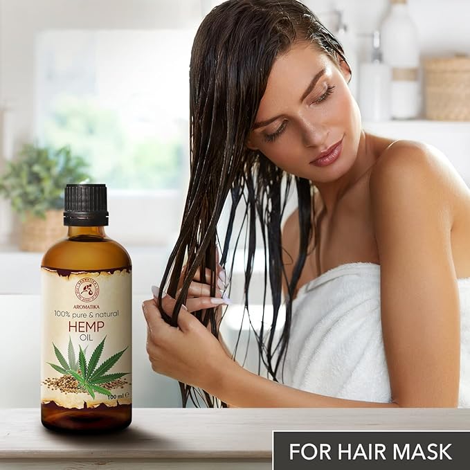 Hemp Oil 3.4 Fl Oz - Pure & Natural - Cold Pressed Hemp Seed Oil - Unrefined Carrier Oil for Essential Oils - for Skin - Nails - Lips - Hair - Face & Body Care