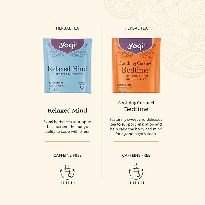 Yogi Tea Relaxation Sampler Box – Easter Basket & Stress Relief Gifts - 8 Favorite Herbal Teas (32 Tea Bags) - Assorted Delicious Wellness Teas - Caffeine Free - Variety Pack Sampler
