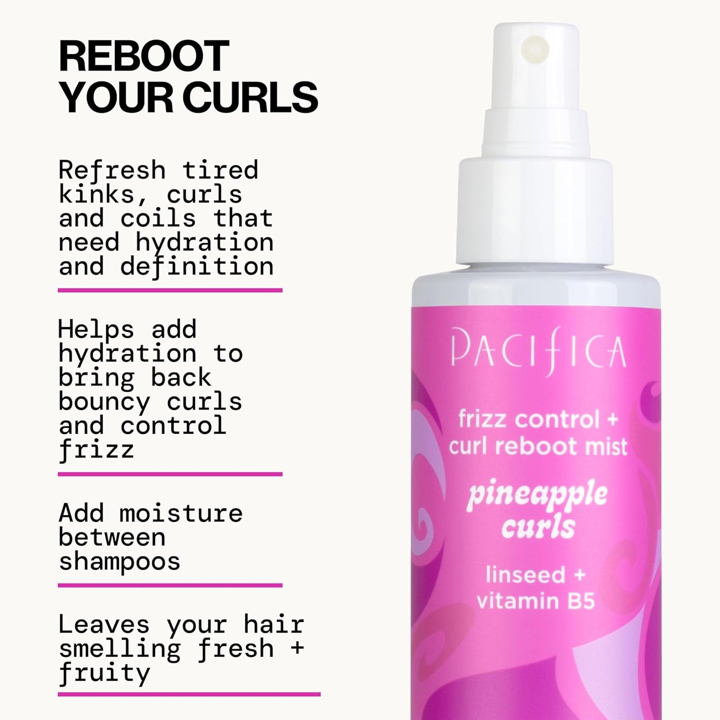 Pacifica Beauty Pineapple Curls Curl Cream & Refresher Mist Set for Curly & Coily Hair – Defining Cream + Day 2 Curl Refresh Spray, Enhances Definition, Tames Frizz, Vegan & Cruelty-Free