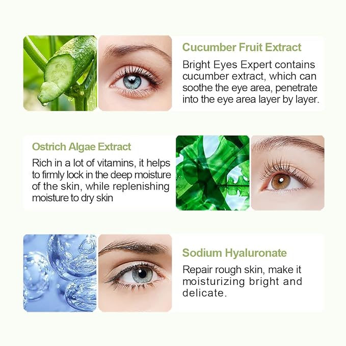 12Pcs Under Eye Patches for Dark Circle, Cucumber Moisturizing Hyaluronic Acid Eye Mask, Crystal Angle Wings Mask, Hrydrate & Moisture Gel Under Eye Treatment Skin Care Products (Cucumber)
