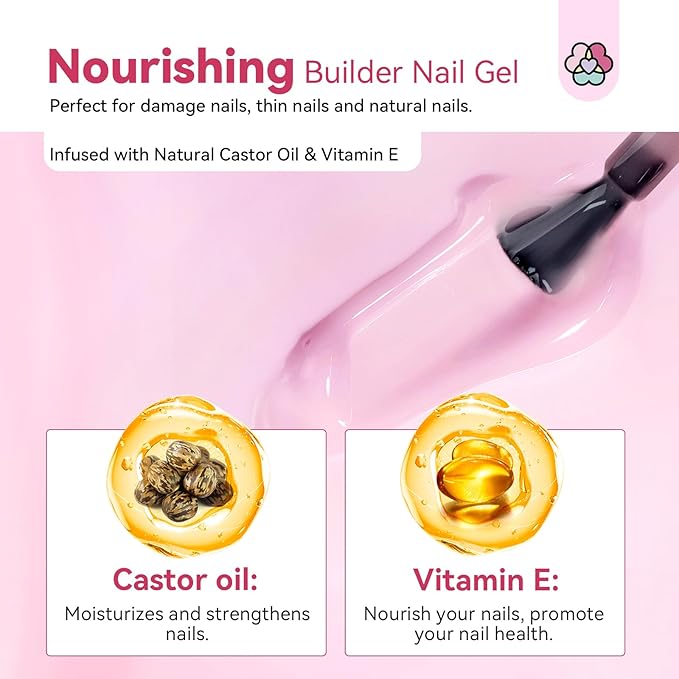 SAVILAND 6PCS Natural Cuticle Oil Pen with Clear Pink Gel Builder for Nails