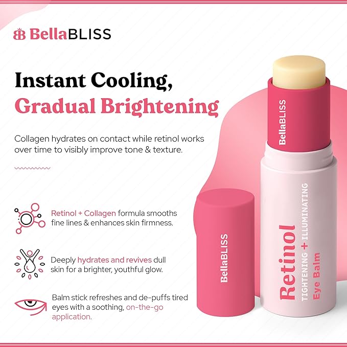 BellaBLISS Retinol Eye Balm ā Hydrating Under Eye Cream for Wrinkles, Dark Circles & Puffiness ā Lightweight Anti-Aging Formula ā Made in Korea ā 0.35 oz / 10 g ā Pack of 1