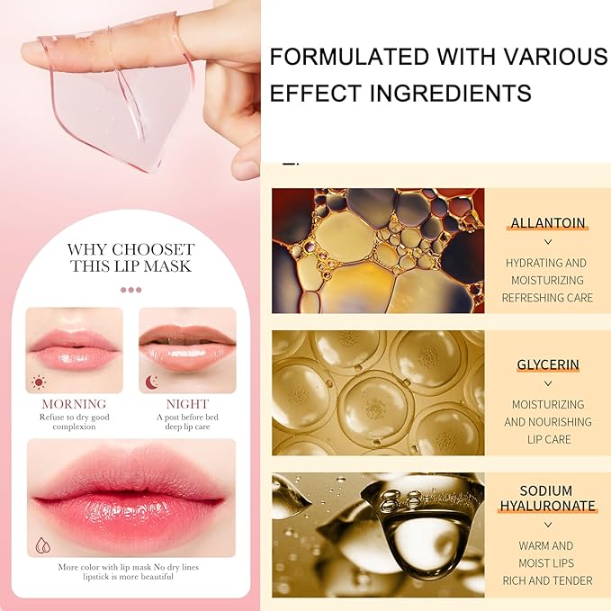 MEICOLY 30 Pads Eye and Lip Masks Sheet,Moisturizing Caviar Under Eye Mask,Hydrating Peach Lip Masks,Crystal Anti-Aging Eye Patches Dark Circle Remover with Box,15 Eye Mask+15 Lip Mask