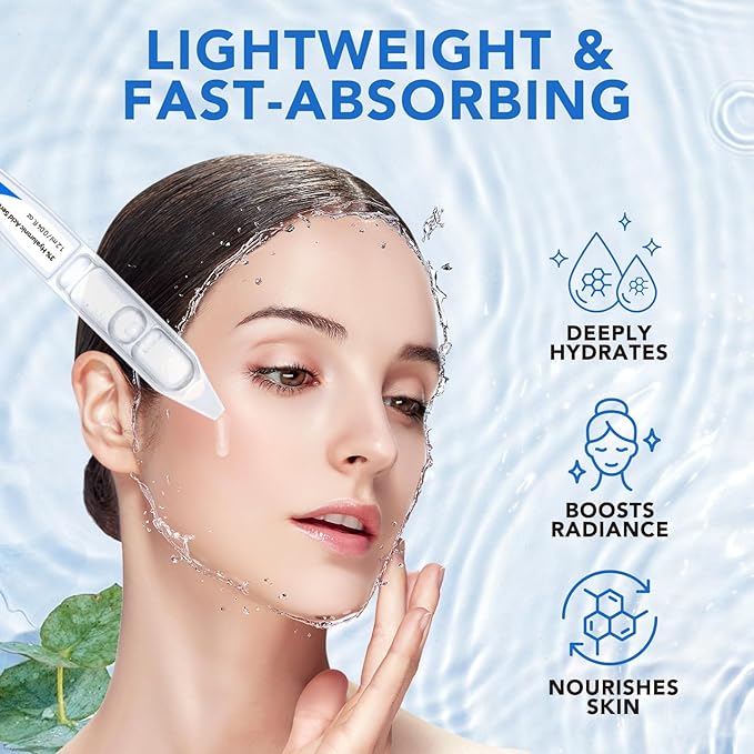 3% Hyaluronic Acid Serum, Ultra Hydrating Serum for face, Hyaluronic Acid Tubes | Pre-makeup SkinCare | Single-Use Hydrating Vials Skincare for Dry & Sensitive skin, 30 Count