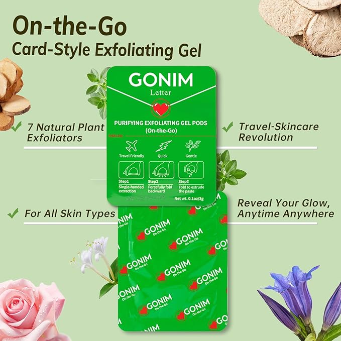On-the-Go Purifying Exfoliating Gel Pods (15 Count) - Sensitive Skin-Friendly Travel-Size Skincare with Aloe + Hyaluronic Acid, Gentle Face Scrub, Vegan & Recyclable Packaging 15 x 0.1 oz