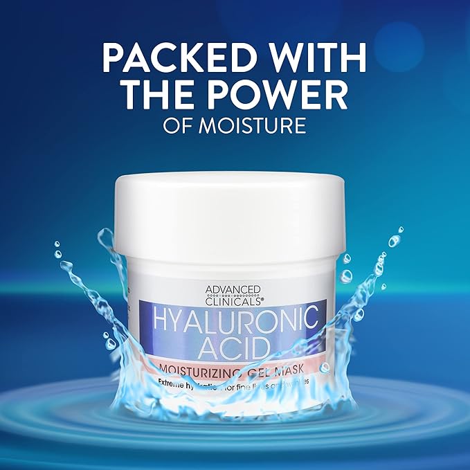 Advanced Clinicals Hyaluronic Acid Gel Facial Mask Skin Care Treatment, Brightening, Hydrating Anti Aging Face Mask & Moisturizer Helps Transform Dry Skin W/Collagen, Chamomile, & Aloe Vera, 5 Fl Oz