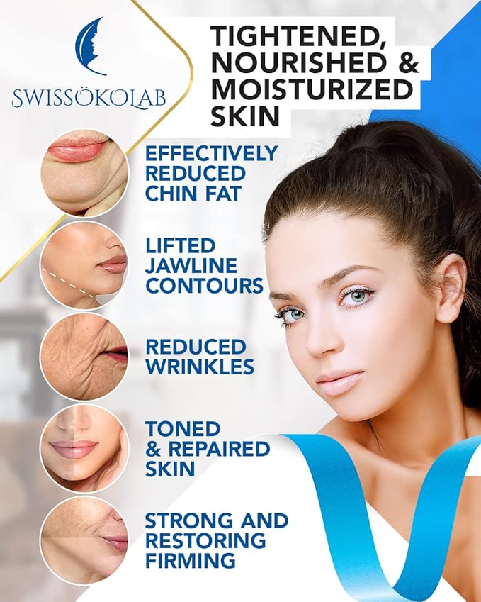 SWISSÖKOLAB Double Chin Reducer V Line Lifting Mask Face Slimming + Under Eye Patches For Puffy Eyes 24k Gold Eye Mask For Dark Circles And Puffiness Collagen Eye Gel Pads
