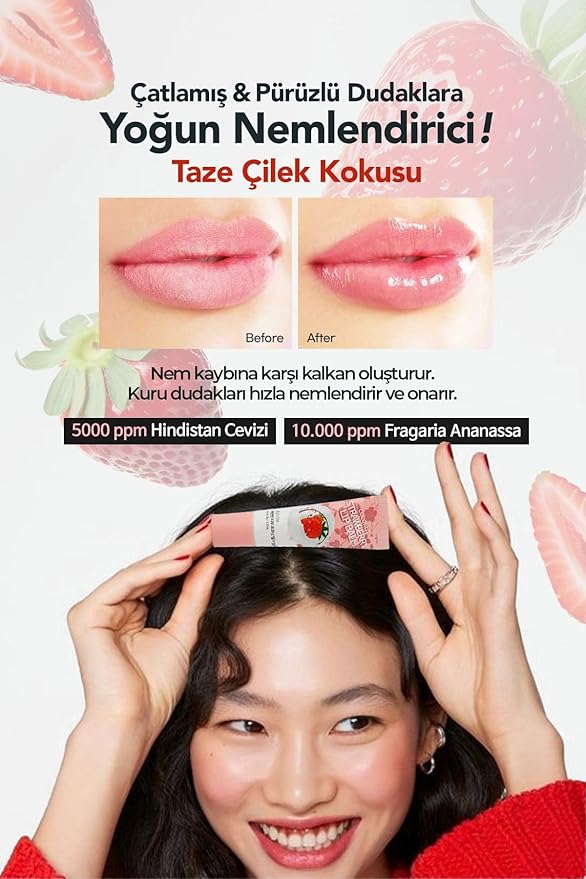 Esfolio Pure Skin Coconut Strawberry Lip Balm – Hydrating & Nourishing Lip Care with Coconut Oil & Strawberry Seed Oil – Moisturizes & Softens Dry Lips