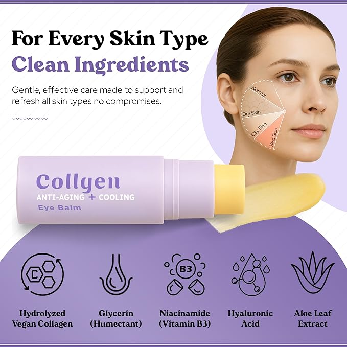 BellaBLISS Collagen Eye Balm Stick for Dark Circles, Puffiness & Wrinkles โ Cooling Under Eye Cream with Collagen, Anti-Aging & Hydrating Formula โ Made in Korea - 0.35 oz / 10 g - Pack of 1