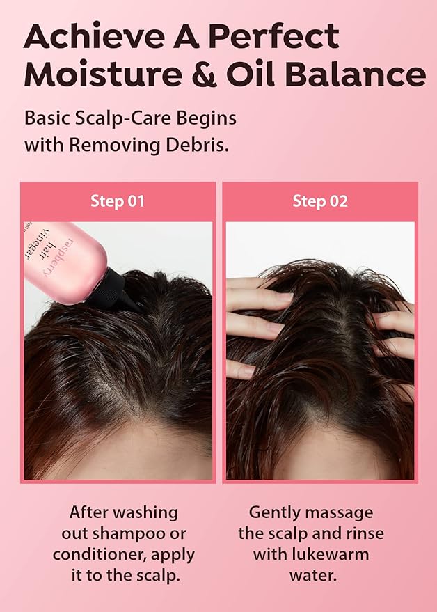 A'PIEU Raspberry Vinegar Hair Care Bundle - Vinegar Rinse 6.76 Fl oz & Mist 3.55 fl oz | Scalp Treatment, pH Balance, Frizz Control | Clarifying, Nourishing, Refreshing