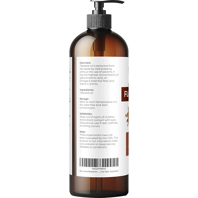 velona Flaxseed Oil - 16 Fl Oz | 100% Pure and Natural Carrier Oil | Unrefined, Cold Pressed |Body, Face & Skin Care | Use Today - Enjoy Results…