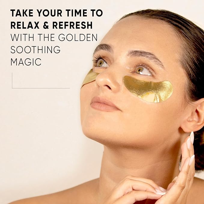CÉLOR Under Eye Patches Premium - Golden Under Eye Mask Enriched with Hyaluronic Acid, Caffeine, Tea Tree & Collagen, Under Eye Patches for Puffy Eyes, Dark Circles and Puffiness (14 Pairs)