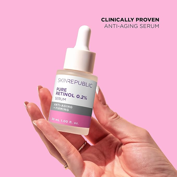 Skin Republic Retinol 0.2% Serum. Noticeable Results After One Week. 30ml Bottle. Made in Europe.