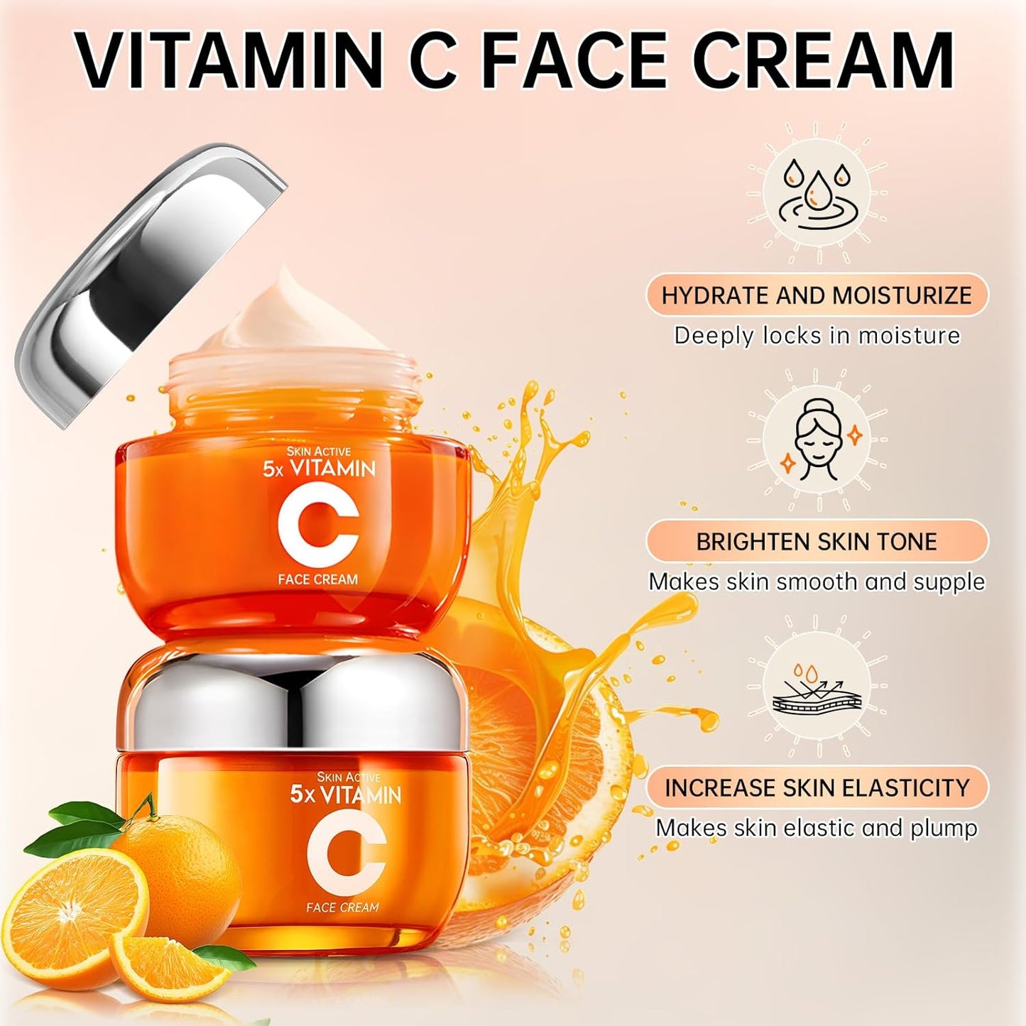 Vitamin C Skin Care Set - 4PCS Travel Skin Care Set With Facial Cleanser, Eye Cream, Serum & Face Cream - Korean Facial Skincare Set for Teen Girls and Women for Moisturizing, Anti-Aging, Anti-Wrinkle
