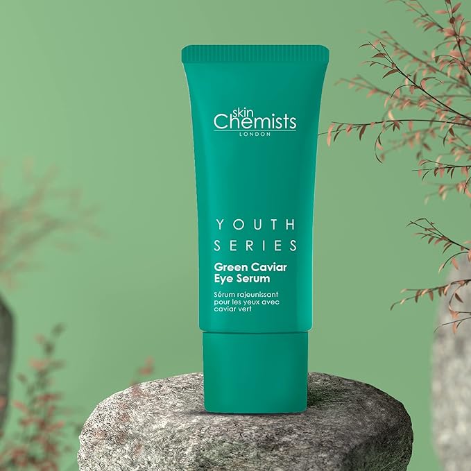 Skin Chemists Anti-Aging Eye Serum, 15ml - Green Caviar Extract & Matrikine Peptide 6 for Under Eye Wrinkle Reduction, Hydrating and Elasticated Skin