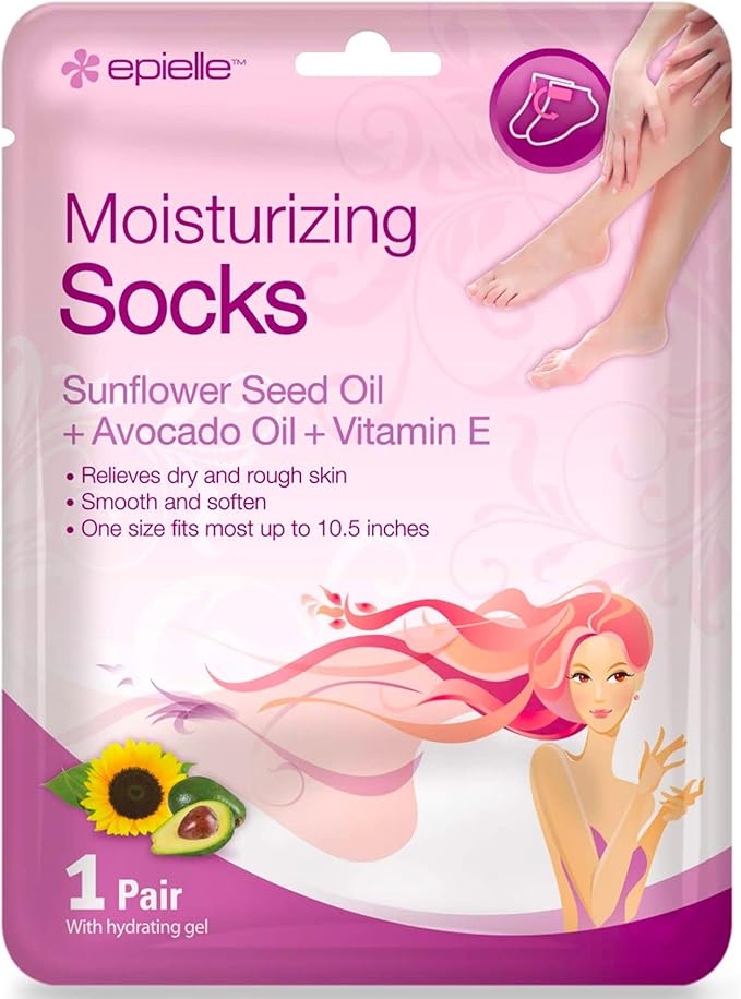 Epielle Hydrating & Moisturizing Gloves & Socks Combo, 12 Pairs Hand and Foot Masks for Dry Hands and Dry, Cracked Heels, Easter Gifts, Mother's Day Gifts, Teacher's Appreciation