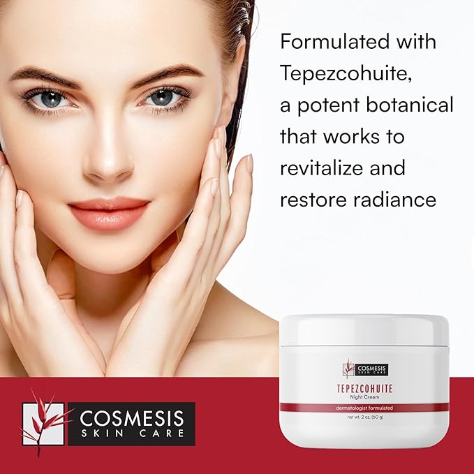 Cosmesis Skincare Tepezcohuite Night Cream with Mexican Origins Crema de Tepezcohuite Cream for Face 2fl oz