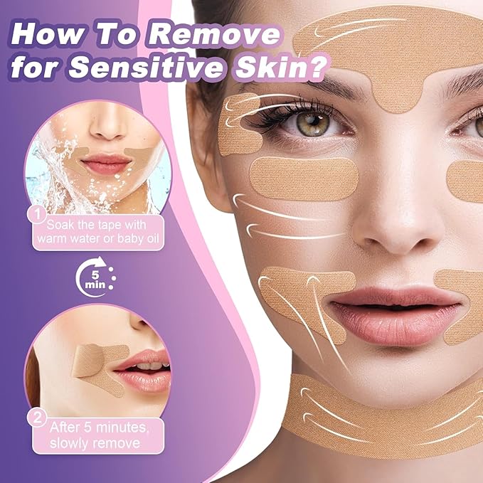 Wrinkle Patches, 160 PCS Face Tape, Pre Cut Kinesiology Full Face Tape for Wrinkles, V Line, Forehead, 11's, Frown, Eye, Lip - Neck Wrinkle Pads, Overnight Used High Elastic Facial Tape