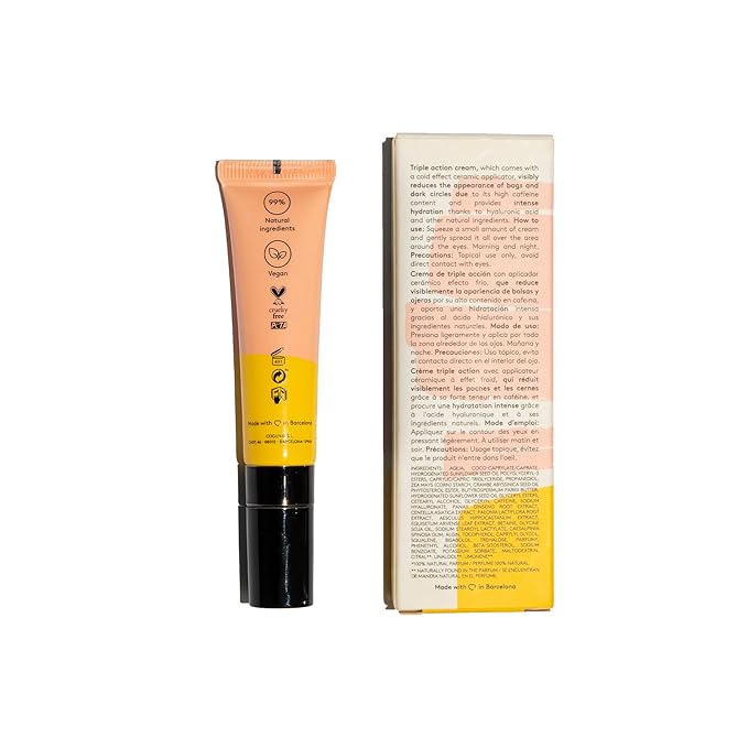COCUNAT - Eye Contour Cream for Bags & Under-Eye Circles - Cold Effect Applicator - Visibly Reduces the Appearance of Bags - High Caffeine Content - For All Skin Types - 13 ml