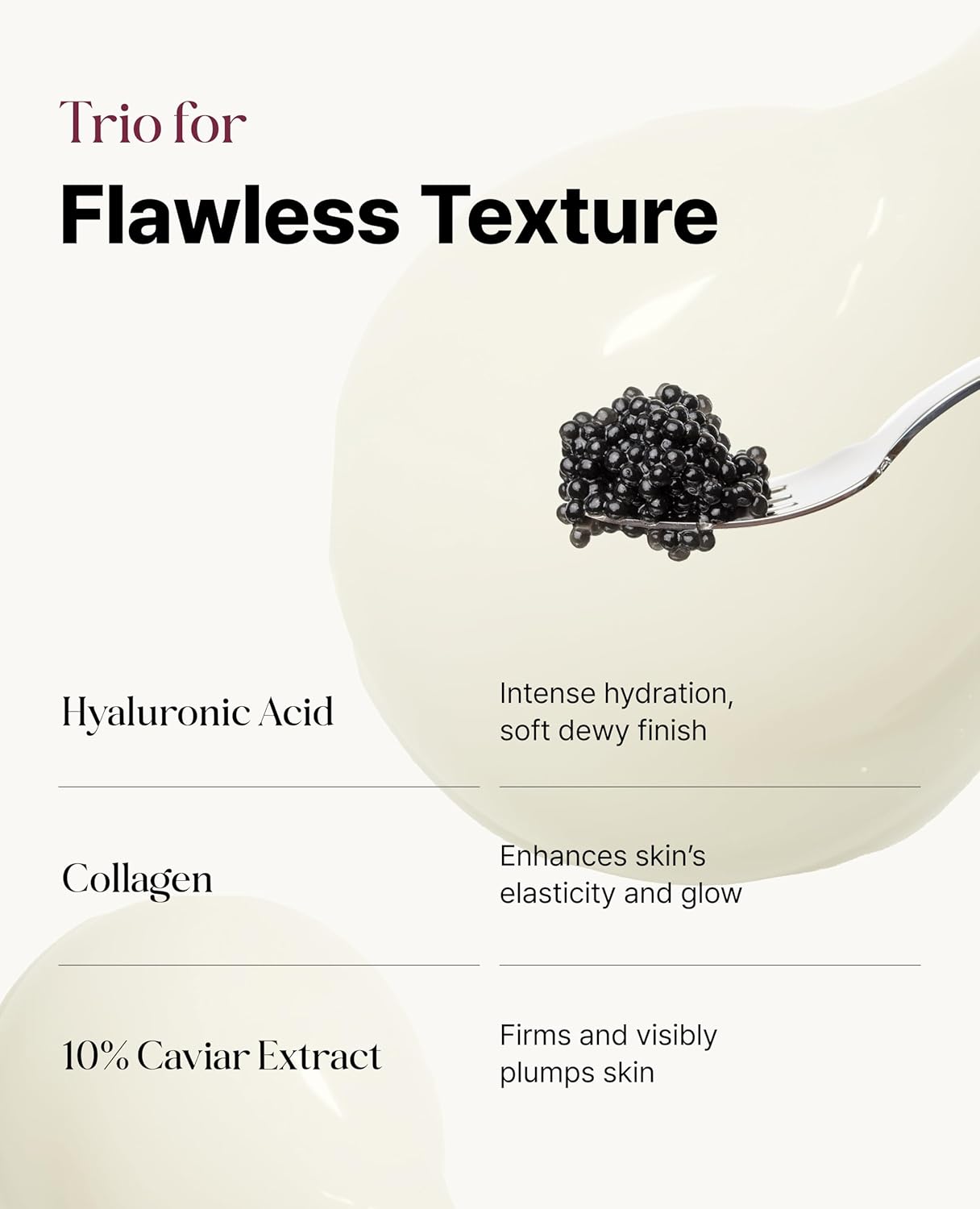 Delere Caviar Glow Smoothing Serum | Caviar Collagen with Niacinamide and Retinol for Face | Korean Serum for Glowing Skin and Radiant Glass Skin, 1.7oz