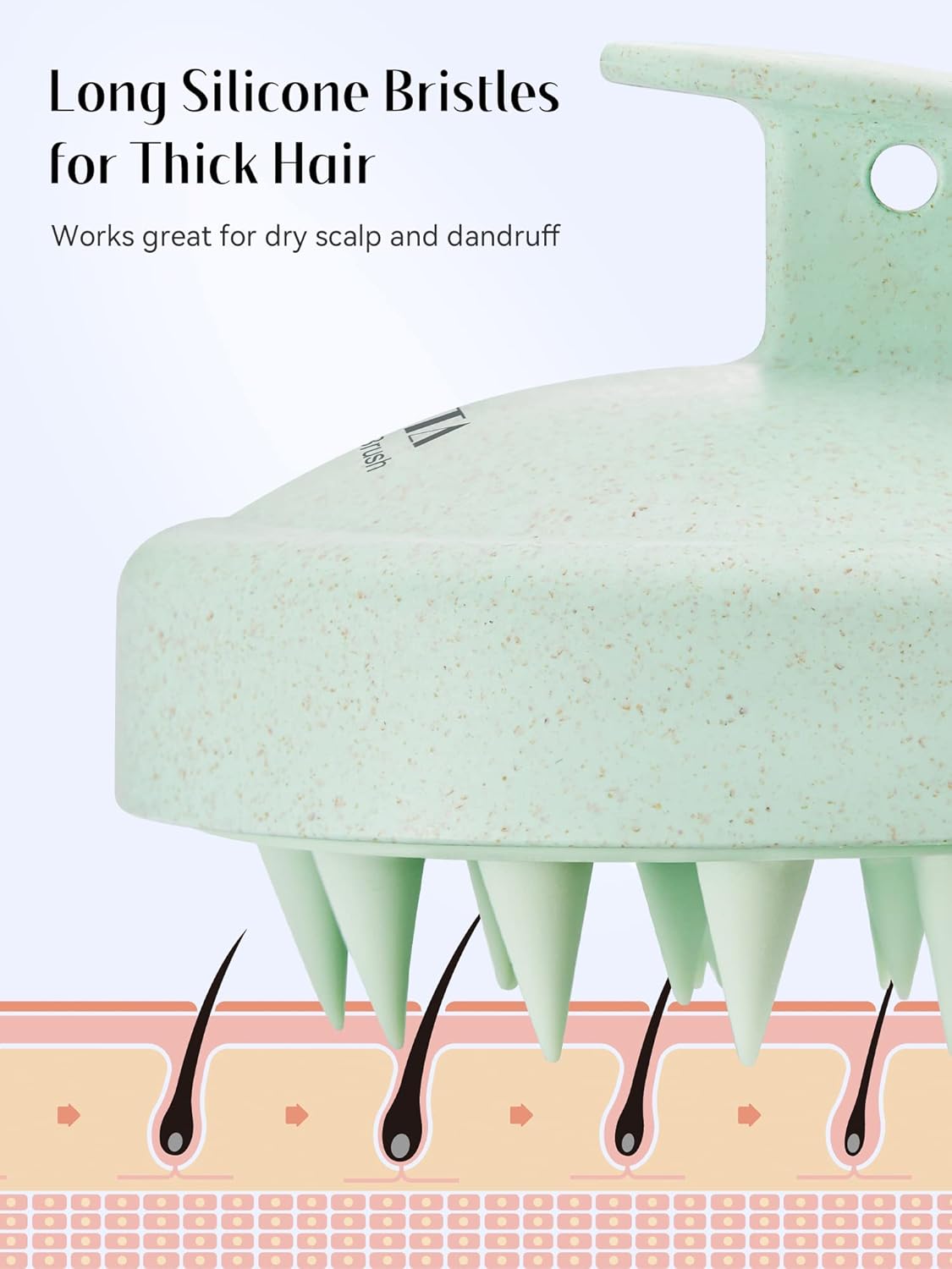 HEETA Scalp Massager Hair Growth, Soft Silicone Scalp Scrubber Shampoo Brush for Exfoliation, Dandruff Removal & Head Massage Stress Relax, Wet & Dry Use for Thick, Thin Hair Care, Wheat Straw Green