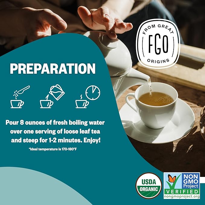 FGO Organic Sencha Green Tea, 16 Ounce Loose Leaf Bulk Resealable Bag, Sourced From Japan, Packaging May Vary (Pack of 1)