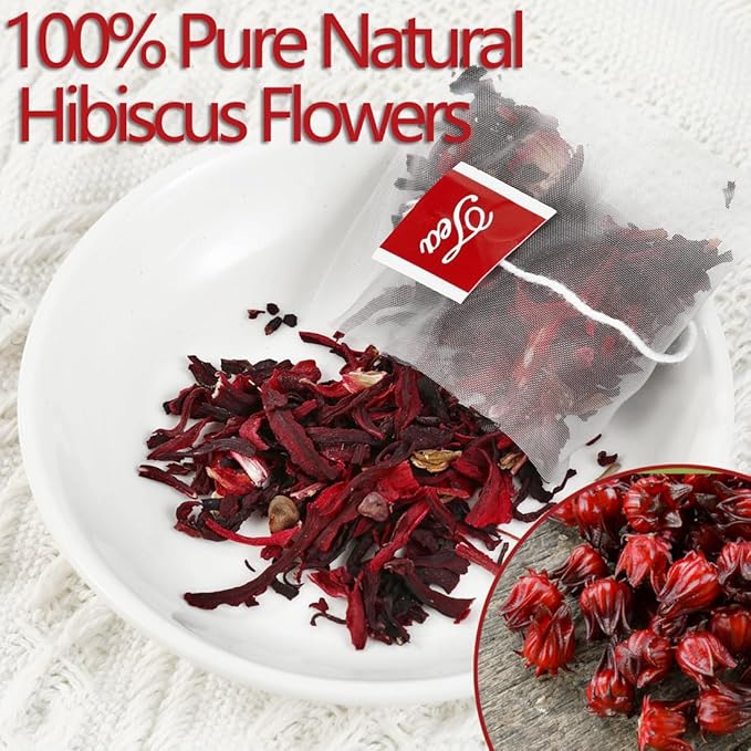 Premium Hibiscus Tea Bags,100 Tea Bags/7.06 Oz,100% Pure Dried Hibiscus Flower,Natural & No Additives,Caffeine Free.