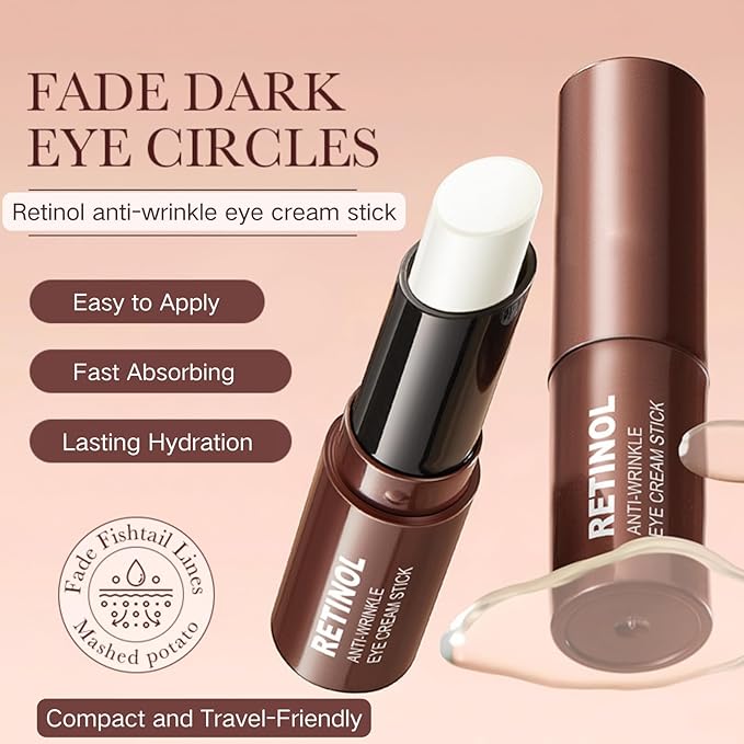 2PCS Retinol Eye Stick - Retinol Eye Cream Anti Aging - Under Eye Cream for Da rk Circles - Serum for Puffiness and Bags under Ey es - Skin moisturizer for Women Hydrates,Firms,Smooth(2pcs)