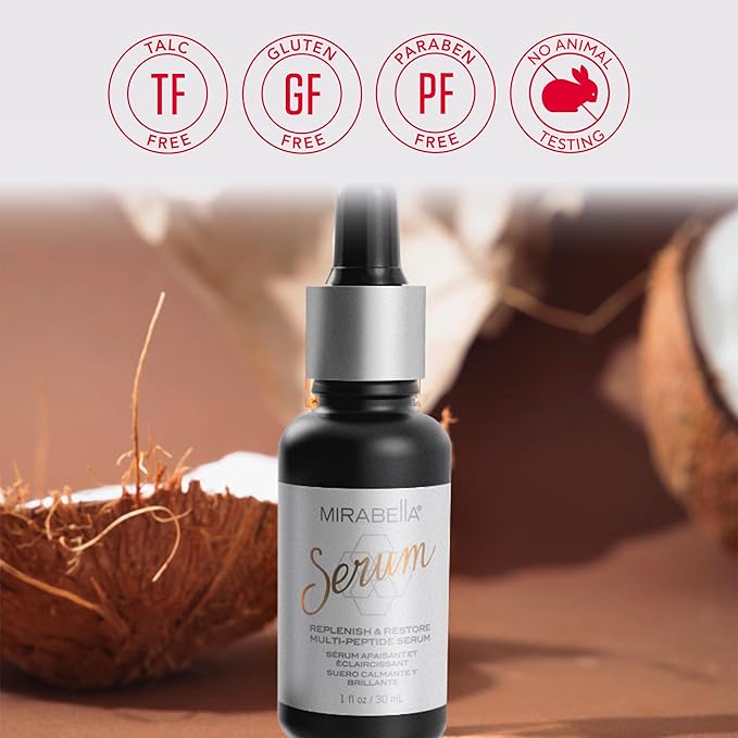 Mirabella Replenish & Restore Multi-Peptide Anti Aging Face Serum for Hyperpigmentation & Redness Relief - Vitamin C & 0.5% Retinol Infused Dark Spot Corrector