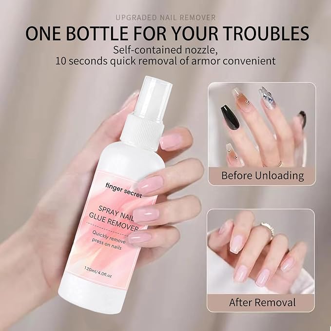 Press on Nail Glue Remover Nail Remover Kit,Cuticle Trimmer with Cuticle Pusher and Nippers Professional Manicure Tools for Manicure Salons