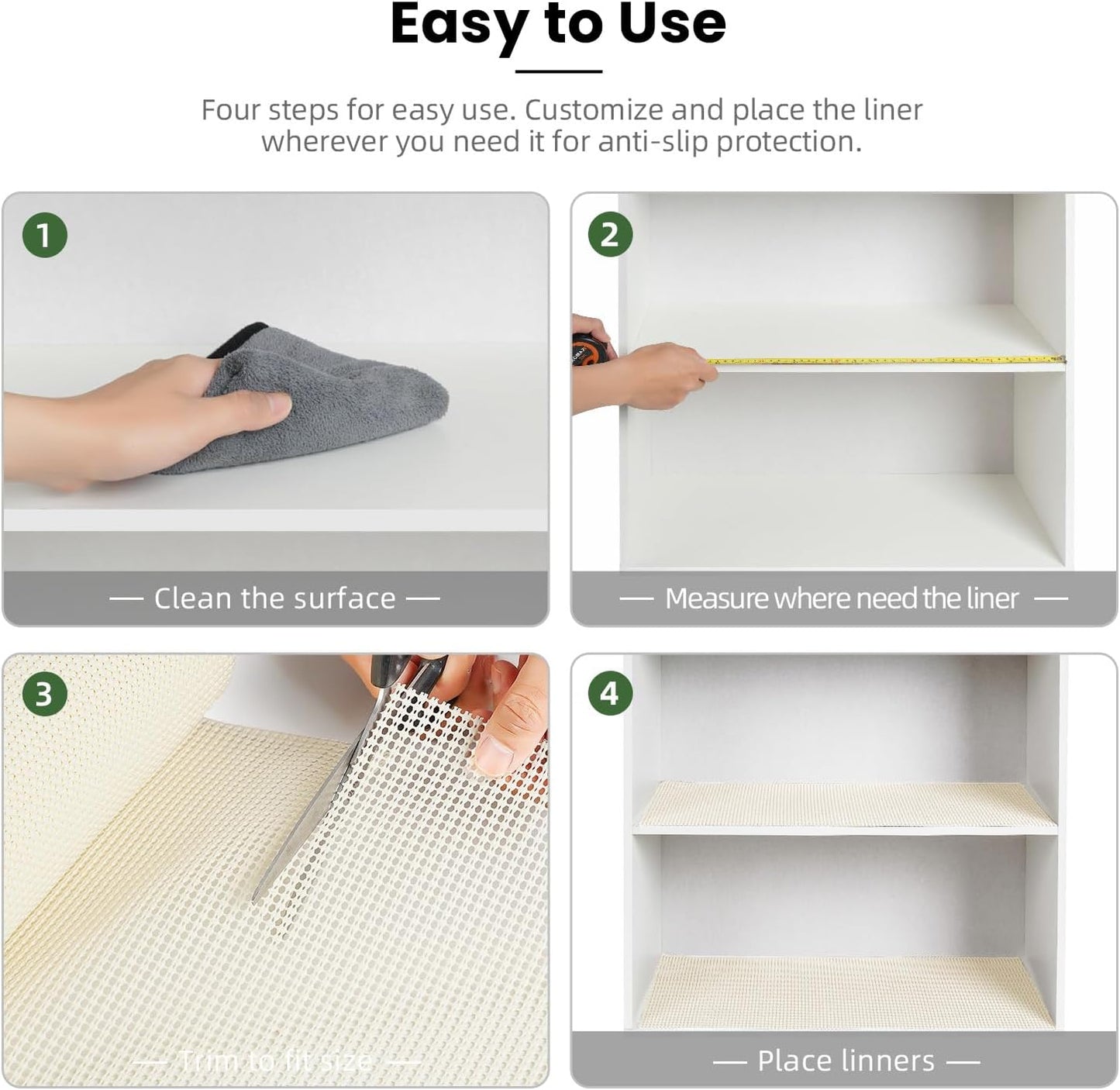 BAGAIL Drawer and Shelf Liner, 17.5 in X 10 Ft Non-Adhesive Shelf Liners for Kitchen Cabinets, Thick Strong Grip Liners for Desk, Shelves, Bathroom Drawers, Cabinet Protection - Cream