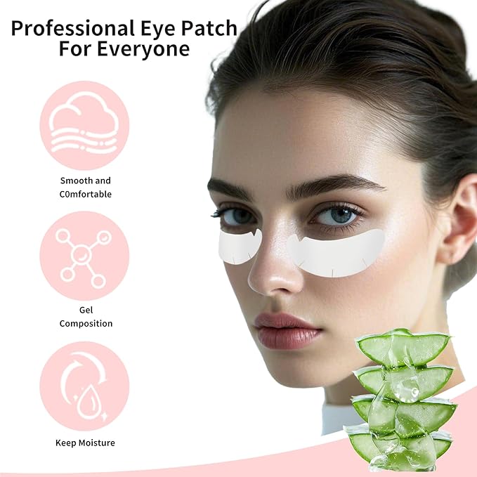 V-Shape Under Eye Pads, Eyelash Extension Natural Hydrogel Patch Lash Gel Pad for Extensions supplies, Professionals Beauty Makeup Mask Kit (Purple)