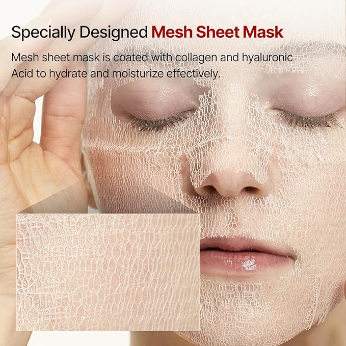MEDITHERAPY Wrinkle fit Korean Mesh Sheet Masks (7EA), Collagen Mesh Sheet Mask for Glowing Skin, Daily Facial Mask, Hyaluronic acid Facial Mask, Korean Skincare